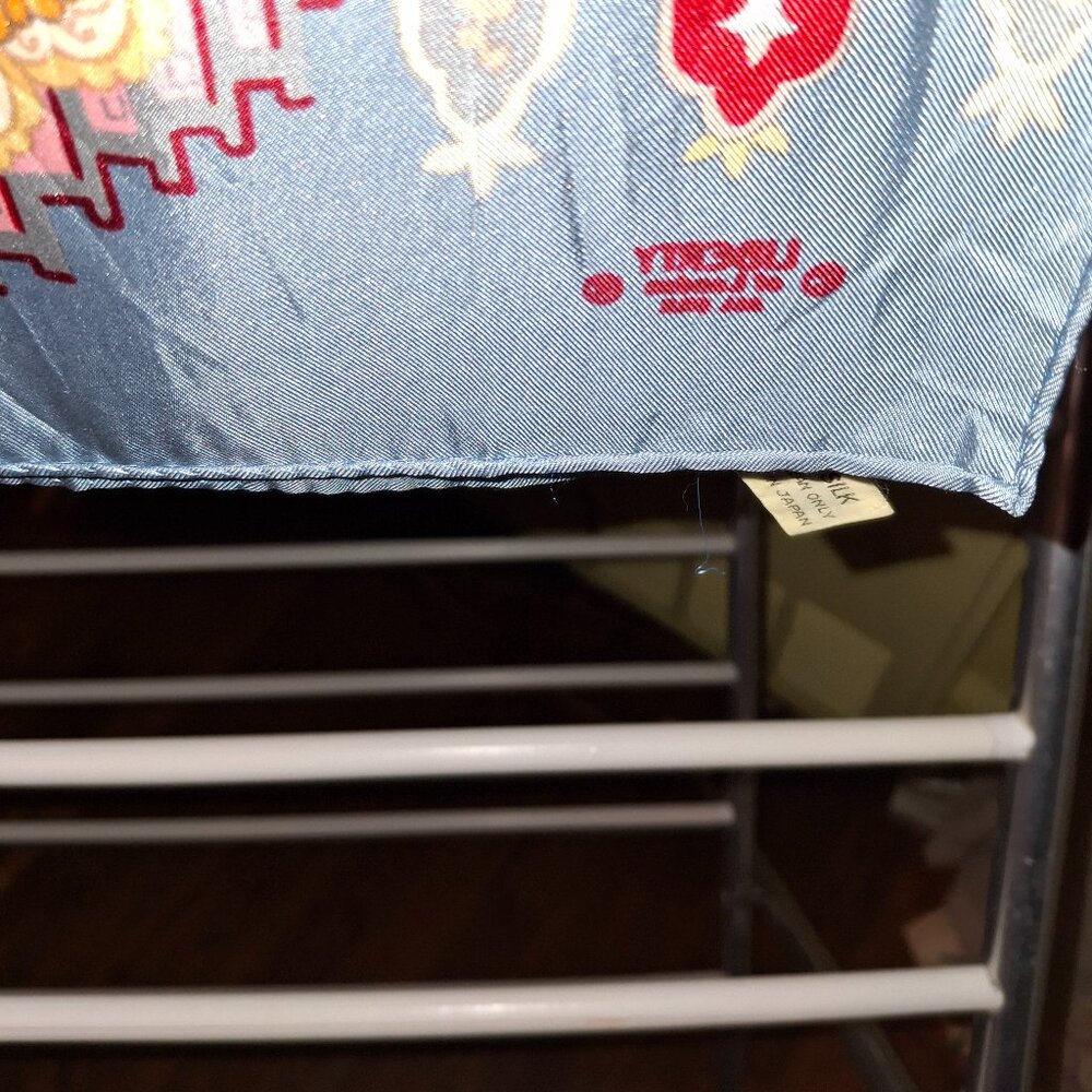 Liberty Square Cotton & Oblong 52"L x11.5 W Silk Scarf/Blue Stripe  Cotton Sq - Picture 7 of 11